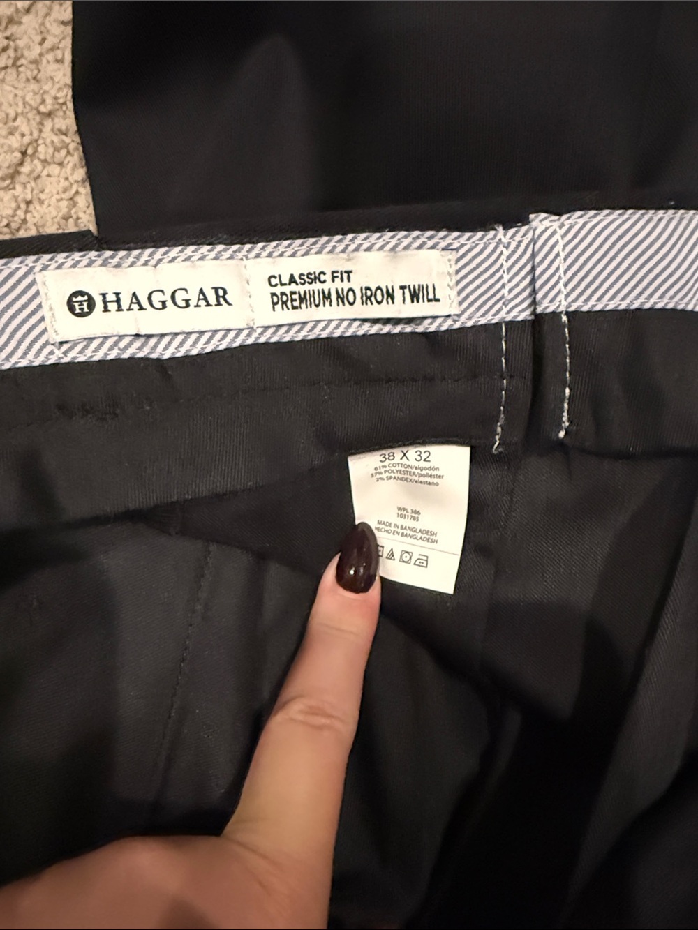 Haggar Black Men's Dress Pants - Straight Leg - Picture 2 of 2